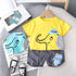 Round Neck Elephant Short Sleeve Suit Boys' Loose Shorts Two Piece Set